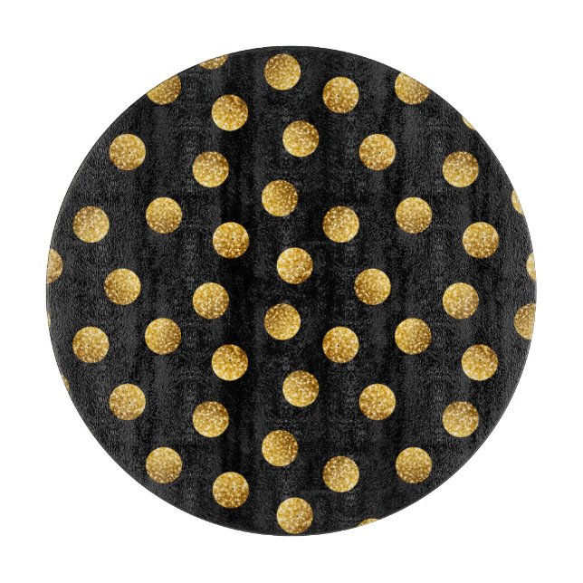 Gold Polka Dot: Sparkling Seamless. Cutting Board (Front)