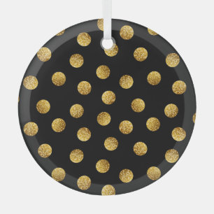 Gold Polka Dot: Sparkling Seamless. Glass Ornament