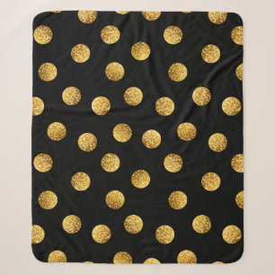 Gold Polka Dot: Sparkling Seamless. Sherpa Blanket