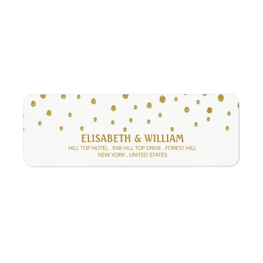 Gold Polka Dot Wedding Return Address Label