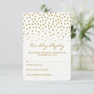 Gold Polka Dot Wedding RSVP Card