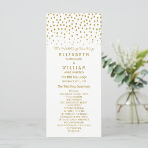 Gold Polka Dot - White & Gold - Wedding Programme Program