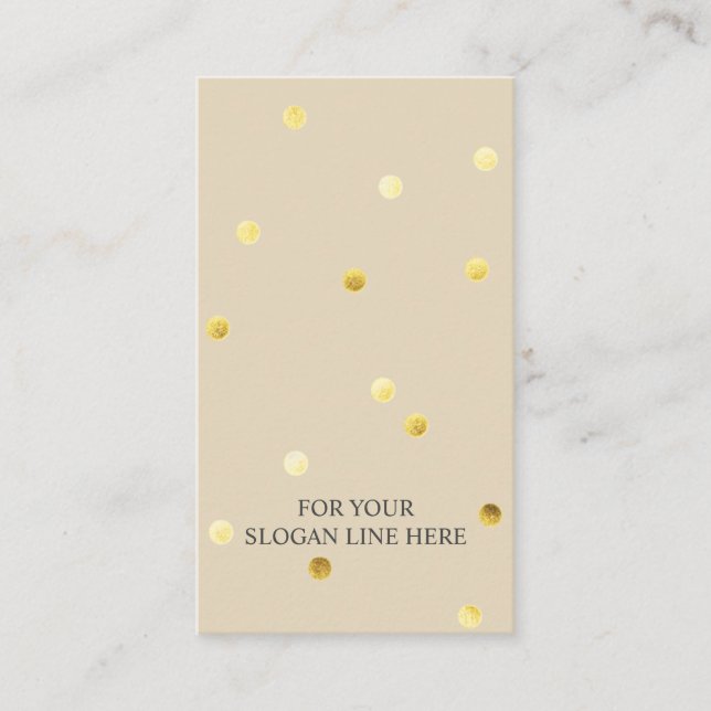 Gold Polka DotPattern Beige Vertical Business Card (Front)