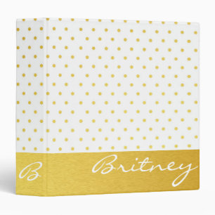Gold polka dots and monogram - custom binder