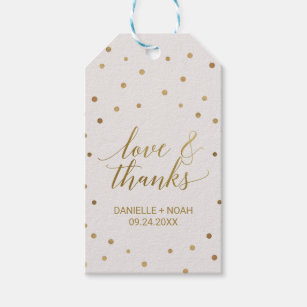 Gold Polka Dots "Love & Thanks" Favour Tags