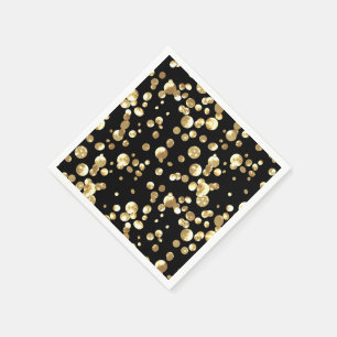 Gold polka dots on a black background . napkin