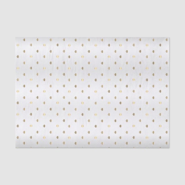 Gold Polka Dots on a White Satin Background  Tissue Paper (Front)