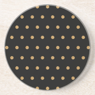 Gold Polka Dots on Black Sandstone Coaster
