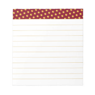 Gold Polka Dots on Maroon & White Notepad