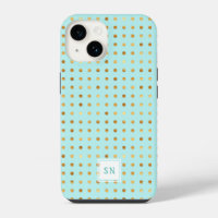 Gold Polka Dots on Mint Green Pattern
