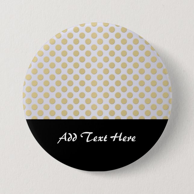 Gold Polka Dots on Silver 3 Inch Round Button (Front)