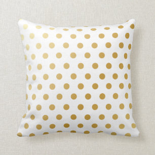 Gold Polka Dots Pattern Throw Pillow