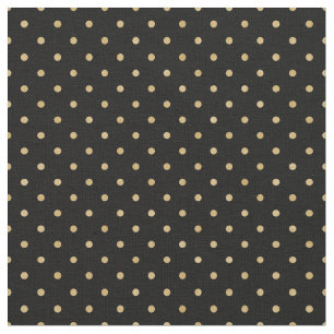 Gold Polka Dots with Black Background Fabric