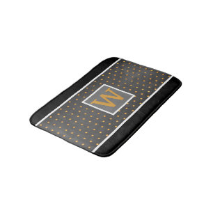 Gold Polkadots on Grey Gradient (edit your cols) Bath Mat