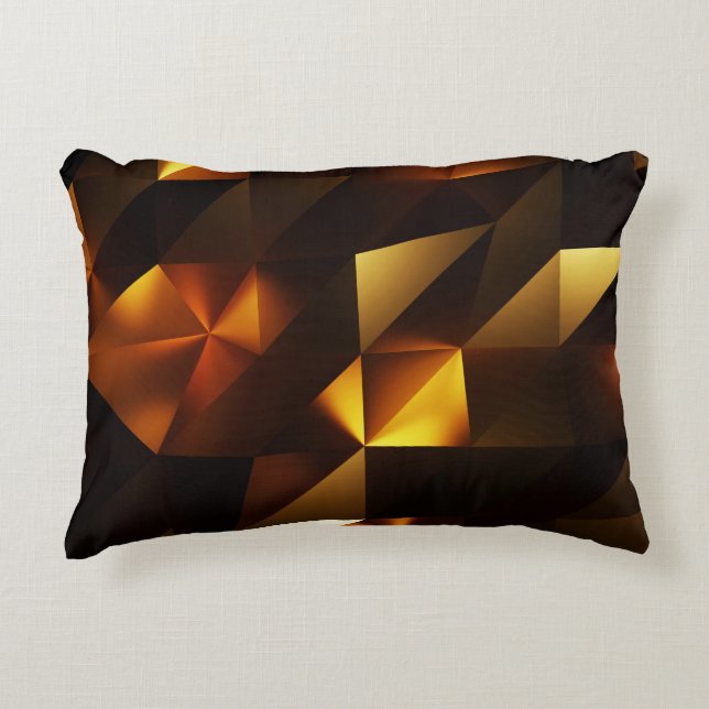 Gold Polygon: 3D Abstract Rendering Accent Pillow (Front)