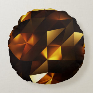 Gold Polygon: 3D Abstract Rendering Round Pillow