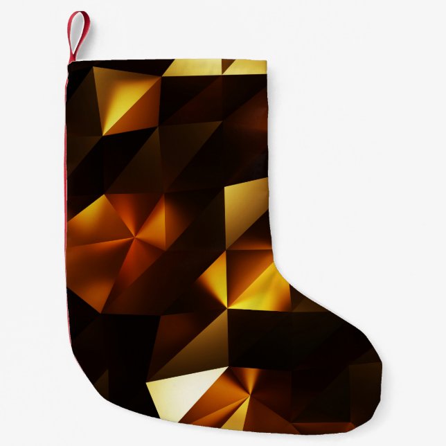 Gold Polygon: 3D Abstract Rendering Small Christmas Stocking (Front)