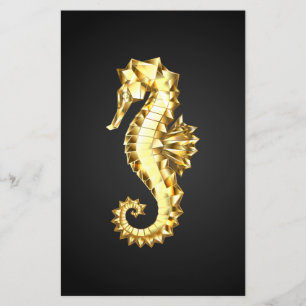 Gold Polygonal Seahorse