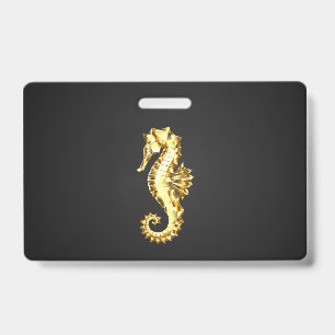 Gold Polygonal Seahorse Badge