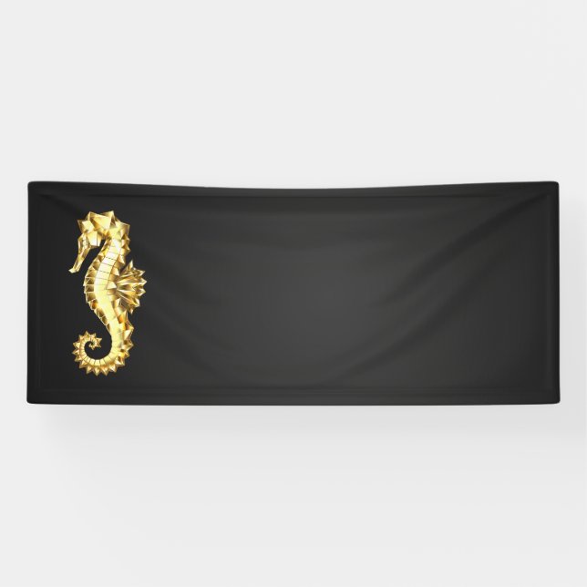 Gold Polygonal Seahorse Banner (Horizontal)