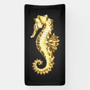 Gold Polygonal Seahorse Banner