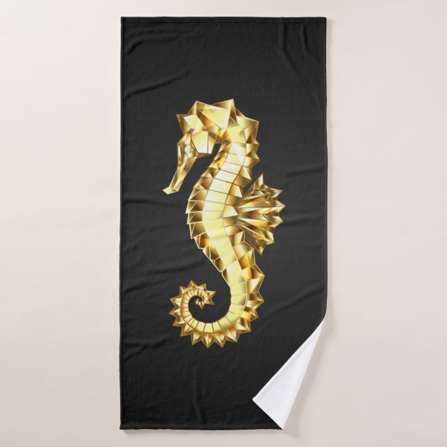 Gold Polygonal Seahorse Bath Towel (Bath Towel)