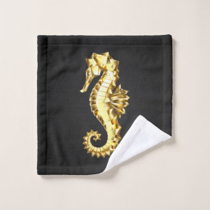 Gold Polygonal Seahorse Bath Towel Set