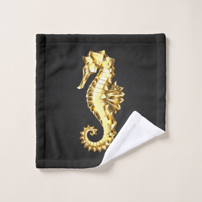 Gold Polygonal Seahorse Bath Towel Set (Wash Cloth)