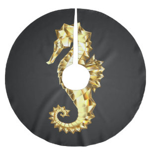Gold Polygonal Seahorse Brushed Polyester Tree Skirt