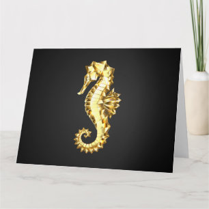 Gold Polygonal Seahorse Card