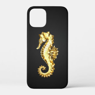 Gold Polygonal Seahorse iPhone 12 Mini Case