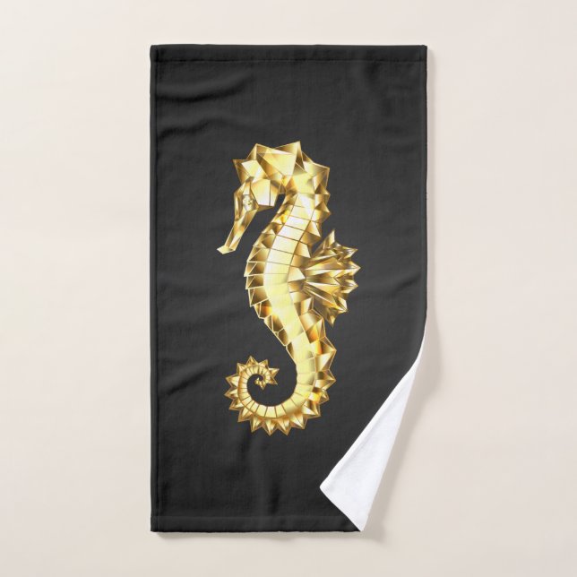Gold Polygonal Seahorse Hand Towel (Hand Towel)