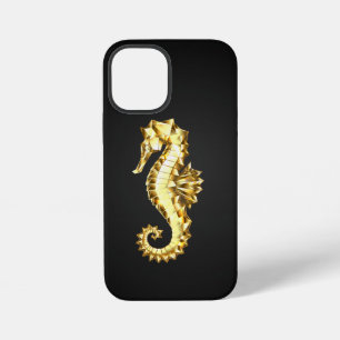 Gold Polygonal Seahorse iPhone 12 Mini Case