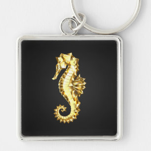Gold Polygonal Seahorse Keychain