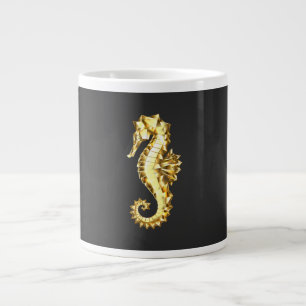Gold Polygonal Seahorse Large Coffee Mug