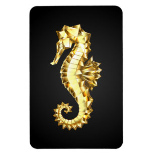 Gold Polygonal Seahorse Magnet