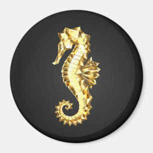 Gold Polygonal Seahorse Magnet