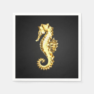 Gold Polygonal Seahorse Napkin