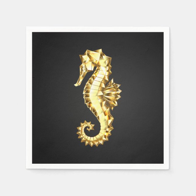 Gold Polygonal Seahorse Napkin (Front)
