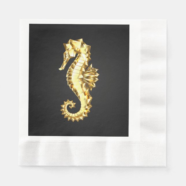 Gold Polygonal Seahorse Napkin (Front)