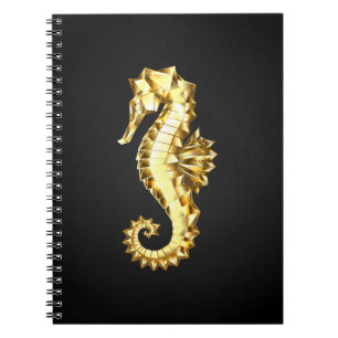 Gold Polygonal Seahorse Notebook