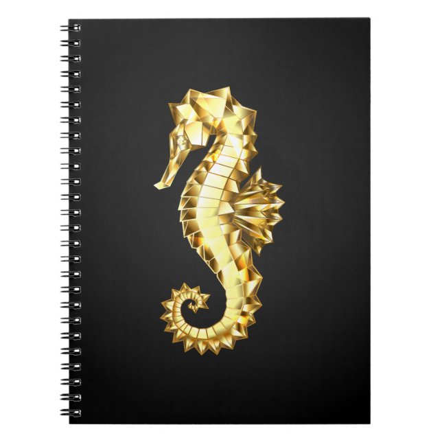 Gold Polygonal Seahorse Notebook (Front)