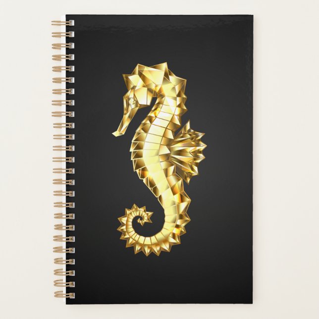 Gold Polygonal Seahorse Planner (Front)