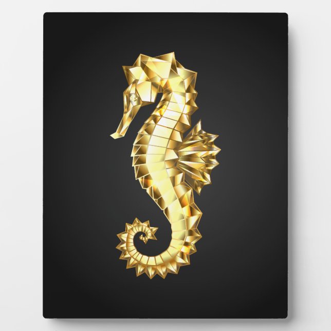 Gold Polygonal Seahorse Plaque (Front)