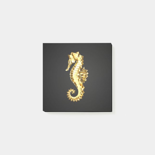 Gold Polygonal Seahorse Post-it Notes (Front)
