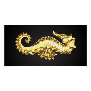 Gold Polygonal Seahorse Poster