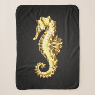 Gold Polygonal Seahorse Sherpa Blanket