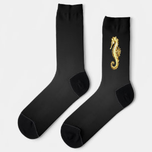 Gold Polygonal Seahorse Socks