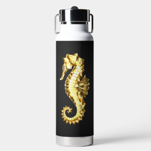 Gold Polygonal Seahorse Water Bottle