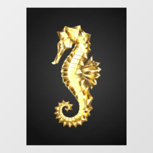 Gold Polygonal Seahorse Window Cling